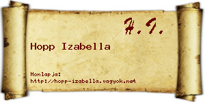 Hopp Izabella névjegykártya